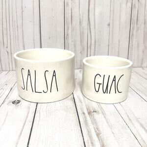 Rae Dunn White Salsa and Guacamole Bowl Set Artisan Magenta Ceramic